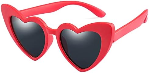 Óculos de sol em forma de coração de amor para meninas Vintage UV 400 Proteção de borracha macia Crianças