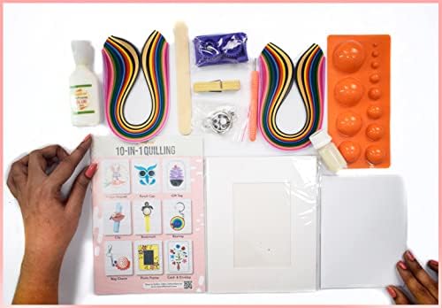 Craftreat 10 em 1 kit de quilling para crianças de 8 a 12 anos - kits de bricolage para crianças - kit de quilling