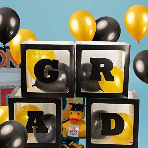 Decorações de graduação Supplies de festa - 4 Pacote caixas de balão de formatura pretas com