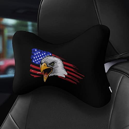 Bald Eagle USA Flag Car pescoço travesseiro de carro macio para apoio de cabeça de travesseiro