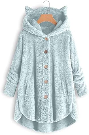 Bassair Casacos de inverno para jaqueta de lã Mulheres pulôver com capuz leopardo impresso em retalhos