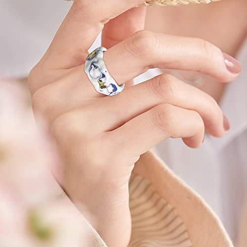Yistu Boho anéis para mulheres coloridas pingando o esmalte de alto senso anel de senso feminino design de