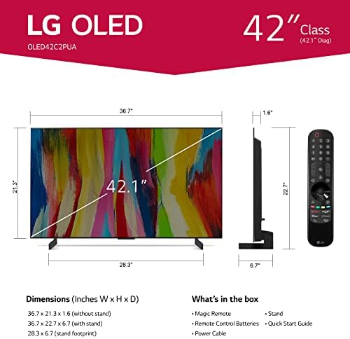 LG C2 Series de 55 polegadas OLED EVO SMART TV SMART OLED55C2PUA, 2022-TV 4K de AI, barra de som interno