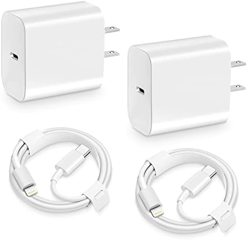 iPhone Fast Charger [Certificado MFI] 2 pacote 20w USB C Plugue de carregador de parede de entrega de energia USB