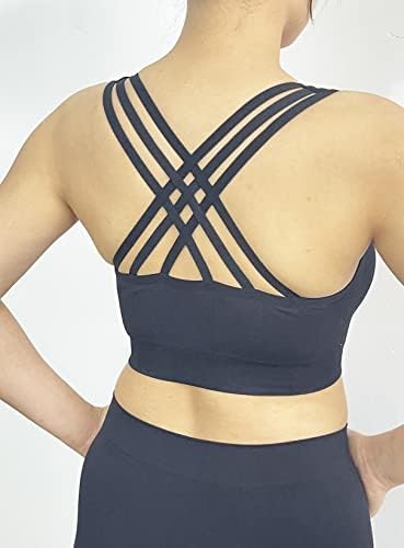 Akamc feminino removível Strappy Sports Bra Yoga Tops Activewear para mulheres