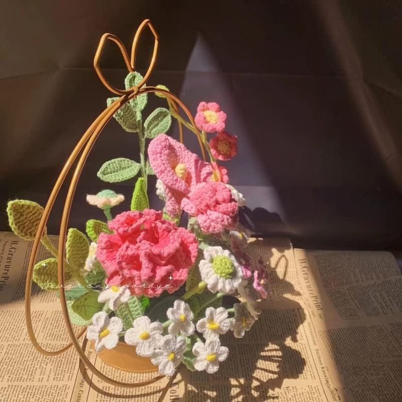 Dhtdvd Metal Flower Basket Buquet Tabelado à mão Bouquet D Simulação Flores do Dia dos Professores para