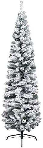 Árvore de Natal artificial de Vidaxl Slim com neve em casa de neve, decoração de ornamento de férias
