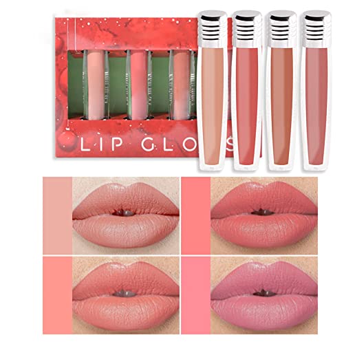 Lápis Lip Gloss 4pcs batom de batom líquido kit de maquiagem de natal para mulheres labiales vermelho
