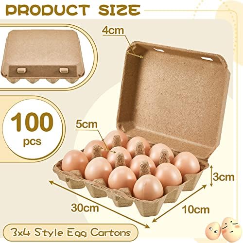 100 peças Polpa Pulca Ovo Cartons 3x4 Estilo Vintage Blank Egg Cartons para ovos de galinha Recipientes de ovos