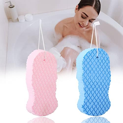 XJSGs esfoliando o banho esponja 2pcs, escova de chuveiro 3D com gancho pegajoso, spongelle para bebê,