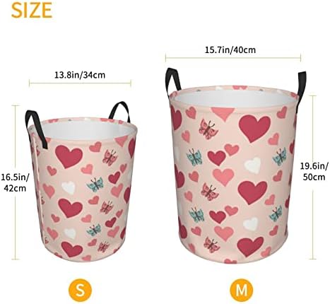 Corações de lavanderia cestas de roupas dobráveis ​​com alças cesto de roupas dobráveis ​​sujas cesta