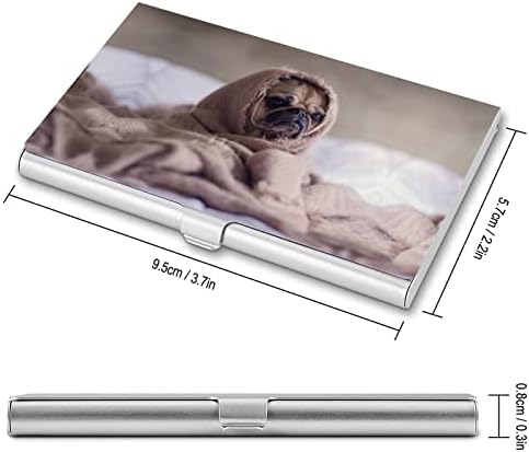 Pug-Dog Blange Metal Metal Business Card Titular Slim Nome Card Wallet Id Caso para homens Mulheres