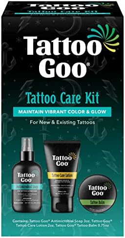 O kit pós-cuidado de tatuagem Goo inclui sabonete antimicrobiano, bálsamo e loção, cuidados de tatuagem para aprimoramento