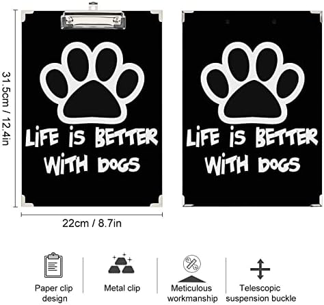 A vida é melhor com cães de madeira imprimida com madeira com clipe de metal a4 tamanho de clipe de