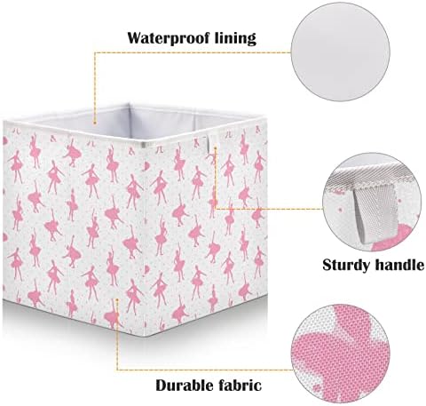 Cataku Ballerina Dots Bins de armazenamento de 11 polegadas Cestas de armazenamento de tecido para prateleiras