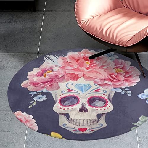Skull de flores Rugs de área macia para quarto tapetes berçários garotas tapetes de decoração