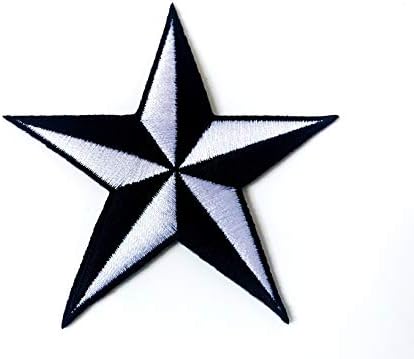 Black White Star Rank Sign Symbol Badge Costura em ferro no patch de apliques bordados