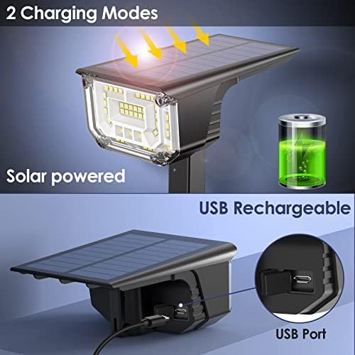 Luzes solares solares de loonhim ip65 impermeável, 45 LEDs LEDS USB & SOLAR PERONCIDADE Spotlight,