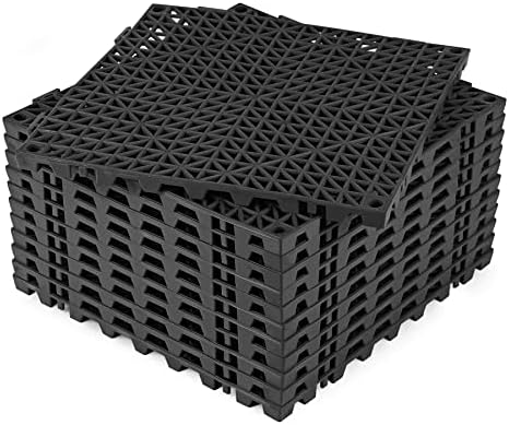 Almofada de bloqueio modular 12 PCs 11,8 x 11,8 Bolas de drenagem de piso de borracha entrelaçadas
