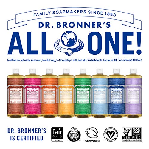 Dr. Bronner's-Sabão líquido puro-cáteis-feito com óleos orgânicos, 18 em 1 Usos: rosto, corpo,