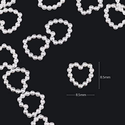 100pcs PEAL Heart Ornaments Rhinestones 8,5 * 8,5mm Design de cor graduado Jóias de jóias Hollowed
