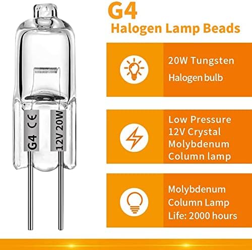 Qulit 20 pcs G4 Bulbos de halogênio, lâmpadas de halogênio de 20w 12V