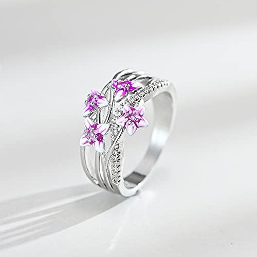 2023 Novo anel de tinta colorido de engajamento feminino de cola de cola com anéis de diamante, filha