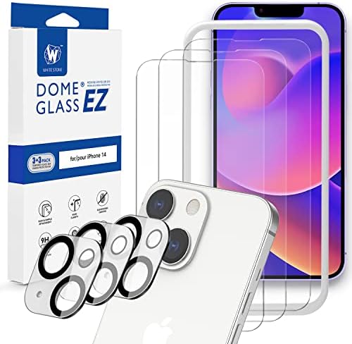 [Whitestone ez] vidro 3pck + came 3ppck - Apple iPhone 14 Protetor de tela [cúpula de vidro transparente