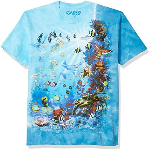 Camiseta líquida de recife tropical de homens azuis líquidos