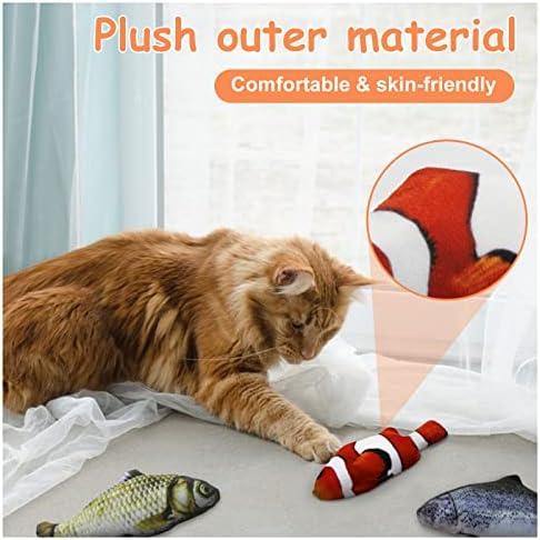 Andiker Cat Toys Interactive com Catnip ， 3pcs Cat Toys para gatos de peixe em forma de peixe