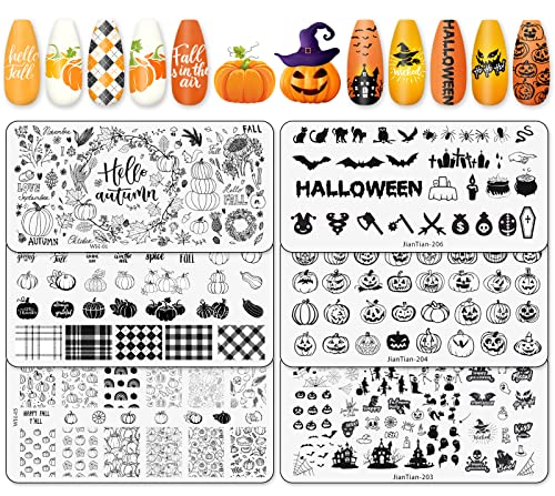 Placas de arte pregos de Ação de Graças e 3pcs de Halloween pratos de estampagem de Halloween Placas xadrez