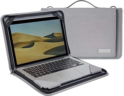 Broonel Grey Leather Laptop Messenger Case - Compatível com asus Chromebook Flip C214MA 11,6 polegadas