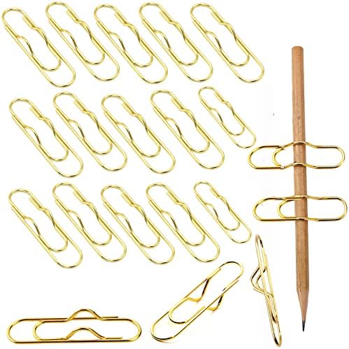 Coksdupid 20pcs clipes de lápis de metal, clipes de caneta de ouro multifuncionais, porta -caneta de clipe