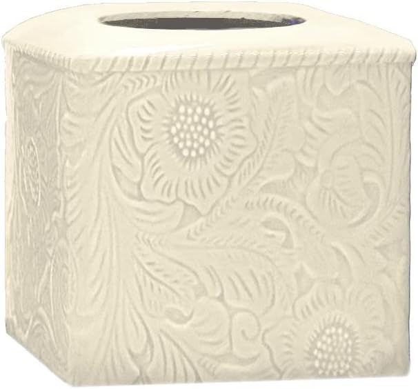 Acentos Hiend Savannah Cerâmica Caixa de Babinete de Tecido Cerâmico, Acessórios de bancada de banheiro,