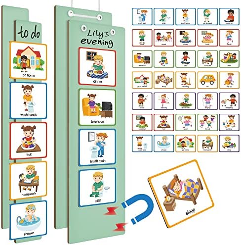 Cronograma visual D-Fantix Para crianças crianças, cartões magnéticos de gráficos de rotina para crianças,