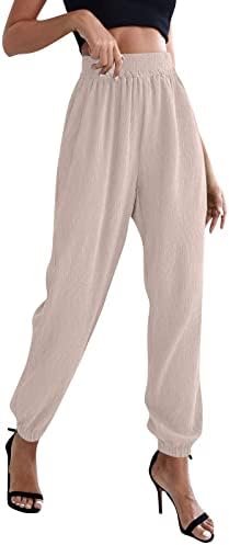 Calça de moletom casual para mulheres elásticas da cintura elástica calça de espreguiçadeira