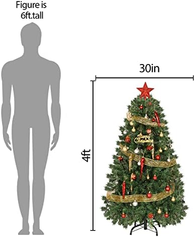 Illumi4 pés Árvore de Natal Artificial com 100 luzes LED e enfeites variados de Natal Decorações de Natal,