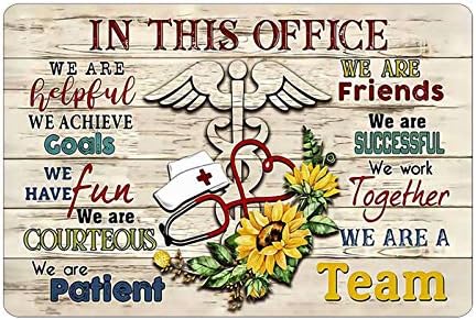 Jingya Retro Tin Sign, Neste escritório, somos úteis enfermeiros, somos -slogan médica de slogan em equipe,