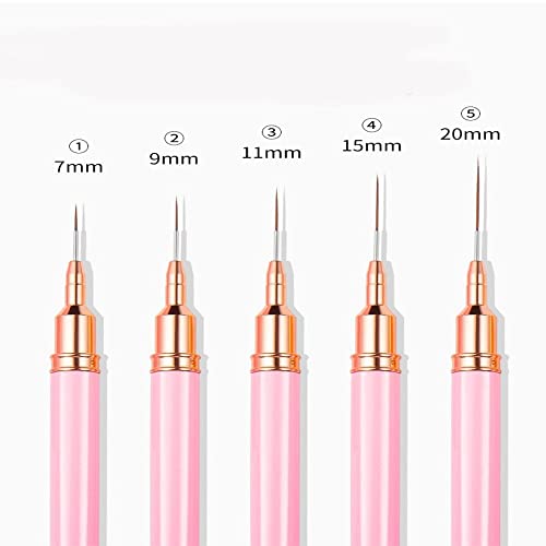 Kits, pincéis de unhas de alça de metal rosa, ferramentas de pintura de caneta de design de unhas para unhas