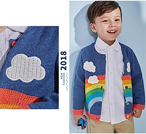 Mud Kingdom Unissex Kids Cardigan Sweater Spring Rainbow and Clouds