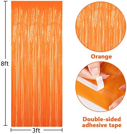 Cortina de franja de papel alumínio laranja em casa BTSD, cortinas metálicas da porta da cabine de backdrop