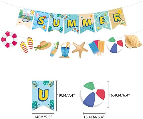 Olá, banner de verão colorido havaí praia pendurada redemoinhos de verão sunshine swim praia banner