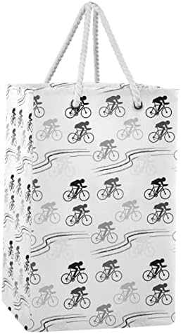 Black Cycling Sport Figures de ciclista em bicicleta sem costura na lixeira branca de cesta de armazenamento,