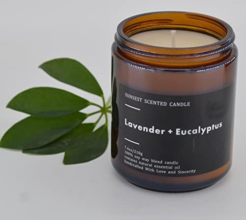 Vela perfumada do Sunsest - lavanda e eucalytus - toda a cera de soja natural e puro essencial