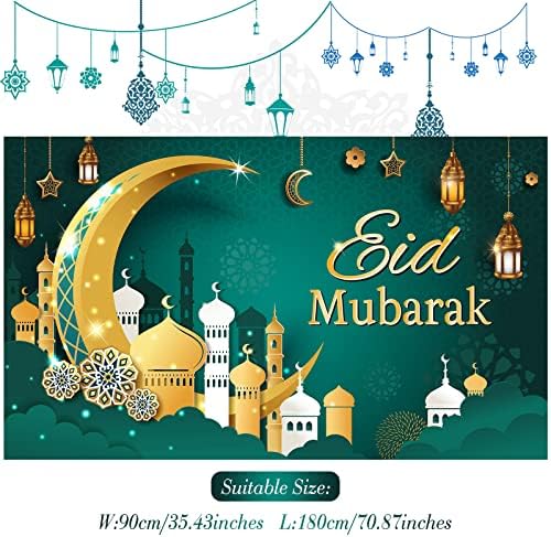 Eid Mubarak Background Party Decorações de festas Eid Mubarak Ramadan Mubarak Party Background Banner Green