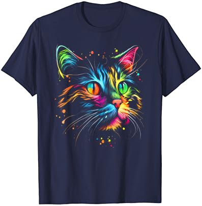 Bonita gato colorido para mulheres meninas meninos - amantes de gatos camiseta