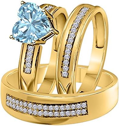 DS jóias dele e dela correspondem anel da aliança de casamento conjunto 14k amarelo em ouro liga liga 6 mm