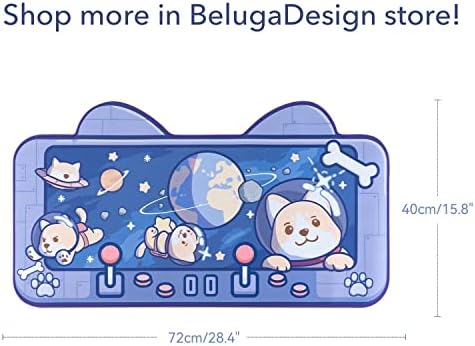 Belugadesign Space Dog Desk Pad | Blue fofo pastel pastel amplo mouse pad | Anime Animal Shiba Inu