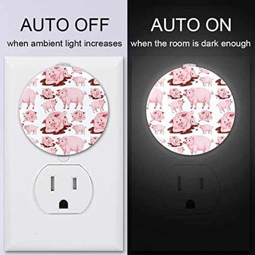 2 Pack Plug-in Nightlight Night Night Light Pig Light com sensor de entardecer ao amanhecer para o quarto de