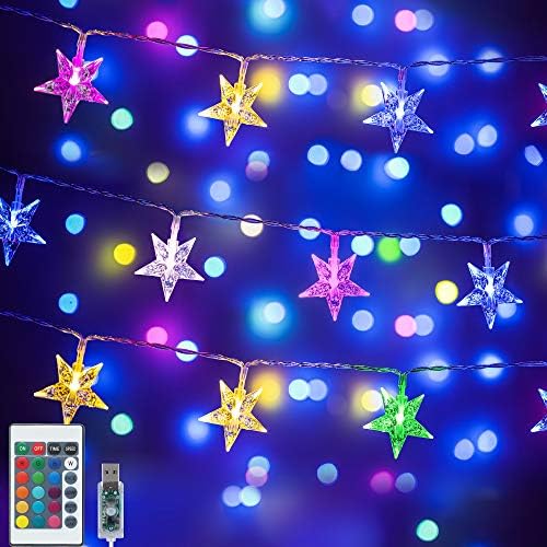 Luzes de corda em estrela em estrela, 16,4 pés 50 LEDs LEDs de fada usuária de USB, luzes de corda pendurada